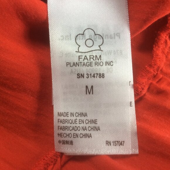 FARM Rio Bold Red Peony Long Sleeve Floral Satin Mini Boho Shift Dress Sz Medium - Picture 3 of 8